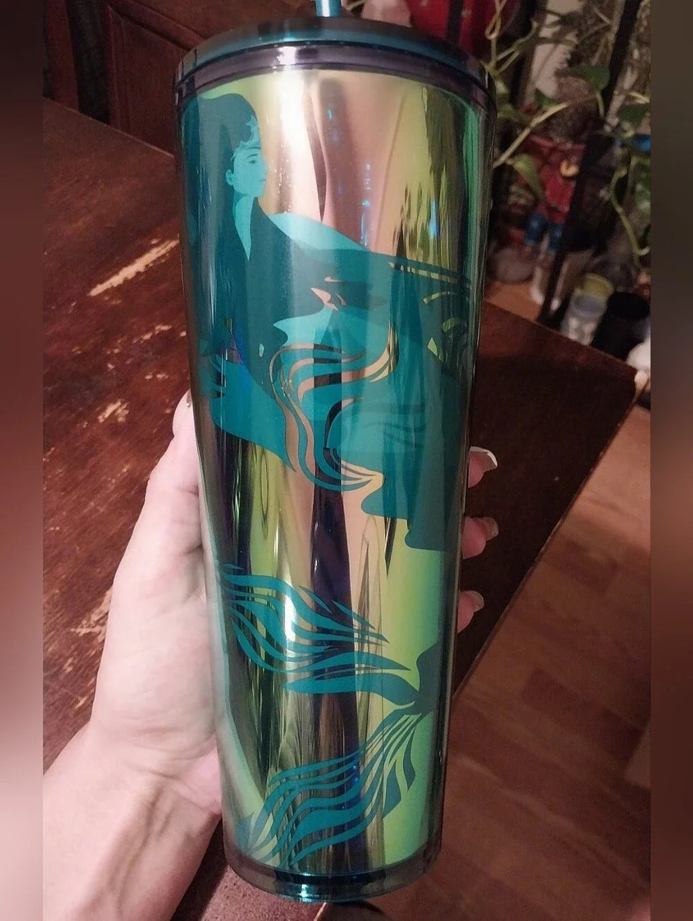 Starbucks Holographic Teal Glacier Dichronic Siren Tumbler